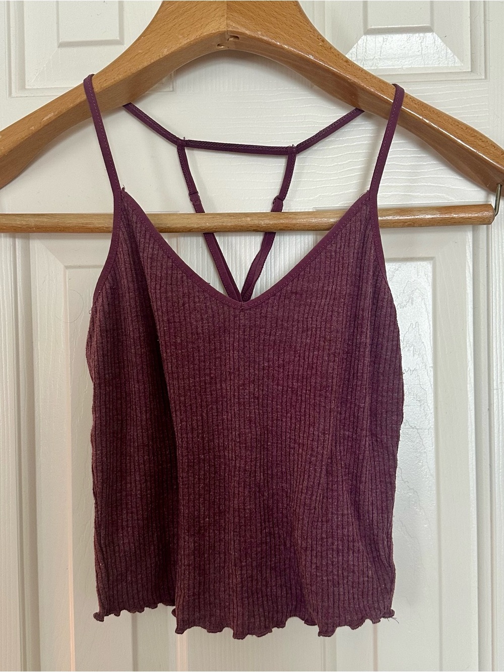 Bozzolo Ribbed Strappy V-Neck Cami - Burgundy